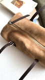 Suede Baguette Bag for Women | Matte Cowhide Leather Shoulder & Hand Bag | Versatile Commuter Purse in Two Colors