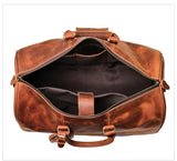 Handmade Full Grain Leather Duffle Bag – Vegetable-Tanned Cowhide Holdall | Brass Hardware, YKK Zippers & Padded Shoulder Strap - Image 4
