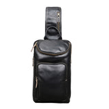 Men's Crazy Horse Leather Vintage Sling Bag — Handmade 3-Way Carry Chest / Shoulder / Backpack