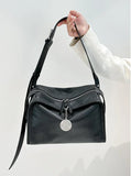 Textured Full Grain Cowhide Leather Boston Bag | Women's Shoulder & Crossbody Bag
