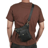 Full Grain Leather Sling Bag | Crazy Horse Leather Motorcycle Hip Pouch for Men