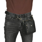 Full Grain Leather Sling Bag | Crazy Horse Leather Motorcycle Hip Pouch for Men