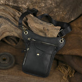 Full Grain Leather Sling Bag | Crazy Horse Leather Motorcycle Hip Pouch for Men