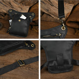 Full Grain Leather Sling Bag | Crazy Horse Leather Motorcycle Hip Pouch for Men