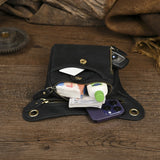 Full Grain Leather Sling Bag | Crazy Horse Leather Motorcycle Hip Pouch for Men