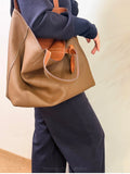 Reversible Full Grain Togo Leather Tote Bag | Two-Tone Everyday Carry Bag
