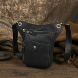 Full Grain Leather Sling Bag | Crazy Horse Leather Motorcycle Hip Pouch for Men