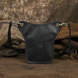 Full Grain Leather Sling Bag | Crazy Horse Leather Motorcycle Hip Pouch for Men