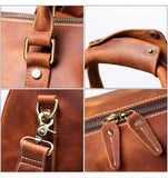 Handmade Full Grain Leather Duffle Bag – Vegetable-Tanned Cowhide Holdall | Brass Hardware, YKK Zippers & Padded Shoulder Strap - Image 8