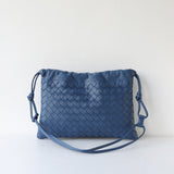 Luxurious Handwoven Lambskin Handbag Drawstring, Genuine Leather Shoulder Bucket Bag for Women