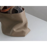 Reversible Full Grain Togo Leather Tote Bag | Two-Tone Everyday Carry Bag