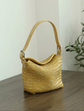 Handwoven Full Grain Leather Hobo Bag | Vintage Basketweave Shoulder & Crossbody Bag