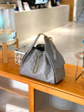Quilted Diamond Leather Drawstring Hobo Bag – Gold Chain Strap | Lambskin & Cowhide Shoulder Bag for Women