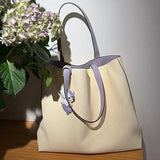 Reversible Full Grain Togo Leather Tote Bag | Two-Tone Everyday Carry Bag