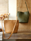Handwoven Full-Grain Leather Bucket Bag – Two Sizes | Vegetable-Tanned Leather Shoulder Bag, 19 Colours, Hydrophobic Finish