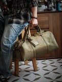 Men's Handmade FullGrain Leather Travel Duffel – Large Crazy Horse Leather Weekender | Carry-On Bag for Business, Camping & Short Trips