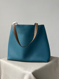 Reversible Full Grain Togo Leather Tote Bag | Two-Tone Everyday Carry Bag