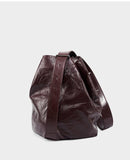 2024 Minimalist Genuine Leather Bucket Bag for Women, Handcrafted Cowhide Leather Shoulder & Crossbody Pleated Design