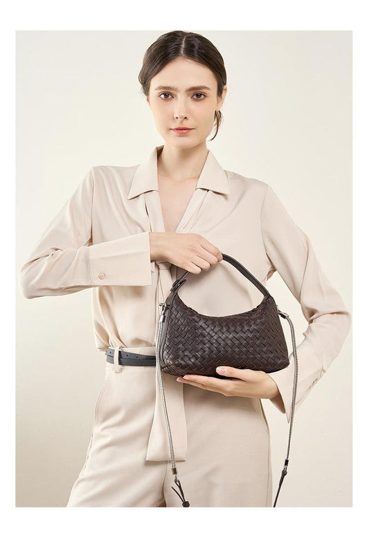 2024 Summer Collection: Luxurious Lambskin Woven Handbag for Women | Handcrafted Versatile Vintage-Inspired Shoulder Crossbody Bag