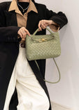 Small Lambskin Leather Knotted Intrecciato Shoulder Bag | Woven Handbag With Metal Buckle, Daily Fashion Designer Bag, Woven Shoulder Purse