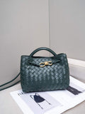 Small Lambskin Leather Knotted Intrecciato Shoulder Bag | Woven Handbag With Metal Buckle, Daily Fashion Designer Bag, Woven Shoulder Purse