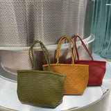 Handwoven Basket Tote Bag | Vegetable-Tanned Italian Cowhide Hand-Carry Bag | Minimalist Summer Commuter Style