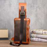 Men's Crazy Horse Leather Vintage Sling Bag — Handmade 3-Way Carry Chest / Shoulder / Backpack