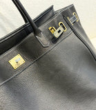 Handcrafted Water-Dyed Cowhide Leather Structured Tote Bag | Women's Vintage Old-Money Style Large Shoulder Bag