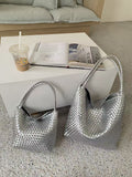 Women's Handwoven Vegan Leather Hobo Tote Bag | Intrecciato Shoulder Bag | Two Sizes | Lightweight Everyday Handbag for Women