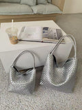 Women's Handwoven Vegan Leather Hobo Tote Bag | Intrecciato Shoulder Bag | Two Sizes | Lightweight Everyday Handbag for Women