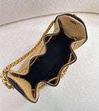 Quilted Diamond Leather Drawstring Hobo Bag – Gold Chain Strap | Lambskin & Cowhide Shoulder Bag for Women
