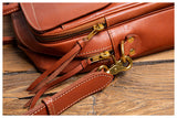 Men's Full Grain Leather Briefcase | Handmade Vintage Vegetable-Tanned Business Laptop Bag with trolley sleeve