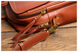 Men's Full Grain Leather Briefcase | Handmade Vintage Vegetable-Tanned Business Laptop Bag with trolley sleeve