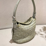Handwoven Full Grain Leather Hobo Bag | Vintage Basketweave Shoulder & Crossbody Bag