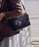 Handwoven Full Grain Leather Crossbody Bag | Vintage Women's Shoulder Bag