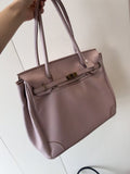 Handcrafted Water-Dyed Cowhide Leather Structured Tote Bag | Women's Vintage Old-Money Style Large Shoulder Bag