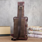 Men's Crazy Horse Leather Vintage Sling Bag — Handmade 3-Way Carry Chest / Shoulder / Backpack