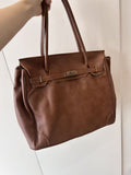 Handcrafted Water-Dyed Cowhide Leather Structured Tote Bag | Women's Vintage Old-Money Style Large Shoulder Bag