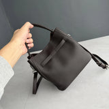 Luxury Pebbled Cowhide Leather Bucket Bag, Designer Crossbody with Twist Lock