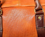 Vegetable Tanned Italian Full Grain Leather Travel Bag | Handcrafted Vintage Minimalist Business Duffel & Shoulder Bag