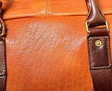 Vegetable Tanned Italian Full Grain Leather Travel Bag | Handcrafted Vintage Minimalist Business Duffel & Shoulder Bag