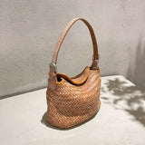 Handwoven Full Grain Leather Hobo Bag | Vintage Basketweave Shoulder & Crossbody Bag