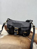 Vintage Distressed Leather Saddle Bag | Unisex Crossbody Shoulder Bag | Full Grain Cowhide Handbag