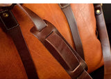 Vegetable Tanned Italian Full Grain Leather Travel Bag | Handcrafted Vintage Minimalist Business Duffel & Shoulder Bag