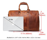 Handmade Full Grain Leather Duffle Bag – Vegetable-Tanned Cowhide Holdall | Brass Hardware, YKK Zippers & Padded Shoulder Strap - Image 6