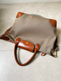Recycled Nylon & Cowhide Leather Work Tote Bag – Handmade, 3 Sizes | Personalised Initials, Laptop Bag, Waterproof, Anti-Slip Strap