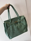 Handcrafted Water-Dyed Cowhide Leather Structured Tote Bag | Women's Vintage Old-Money Style Large Shoulder Bag