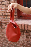 Vintage Leather Knot-Handle Bucket Bag | Handmade Soft Cowhide Mini Handbag