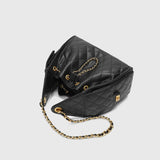 Quilted Diamond Leather Drawstring Hobo Bag – Gold Chain Strap | Lambskin & Cowhide Shoulder Bag for Women