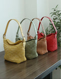 Handwoven Full Grain Leather Hobo Bag | Vintage Basketweave Shoulder & Crossbody Bag